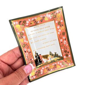 Good Luck In Your New Home Glass Motto Plate by Houze Art Housewarming Gift